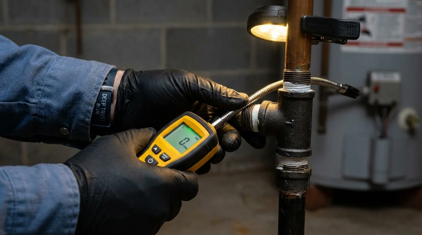 Gas leak detection with electronic sniffer by Johns Plumbing LLC in Tarboro