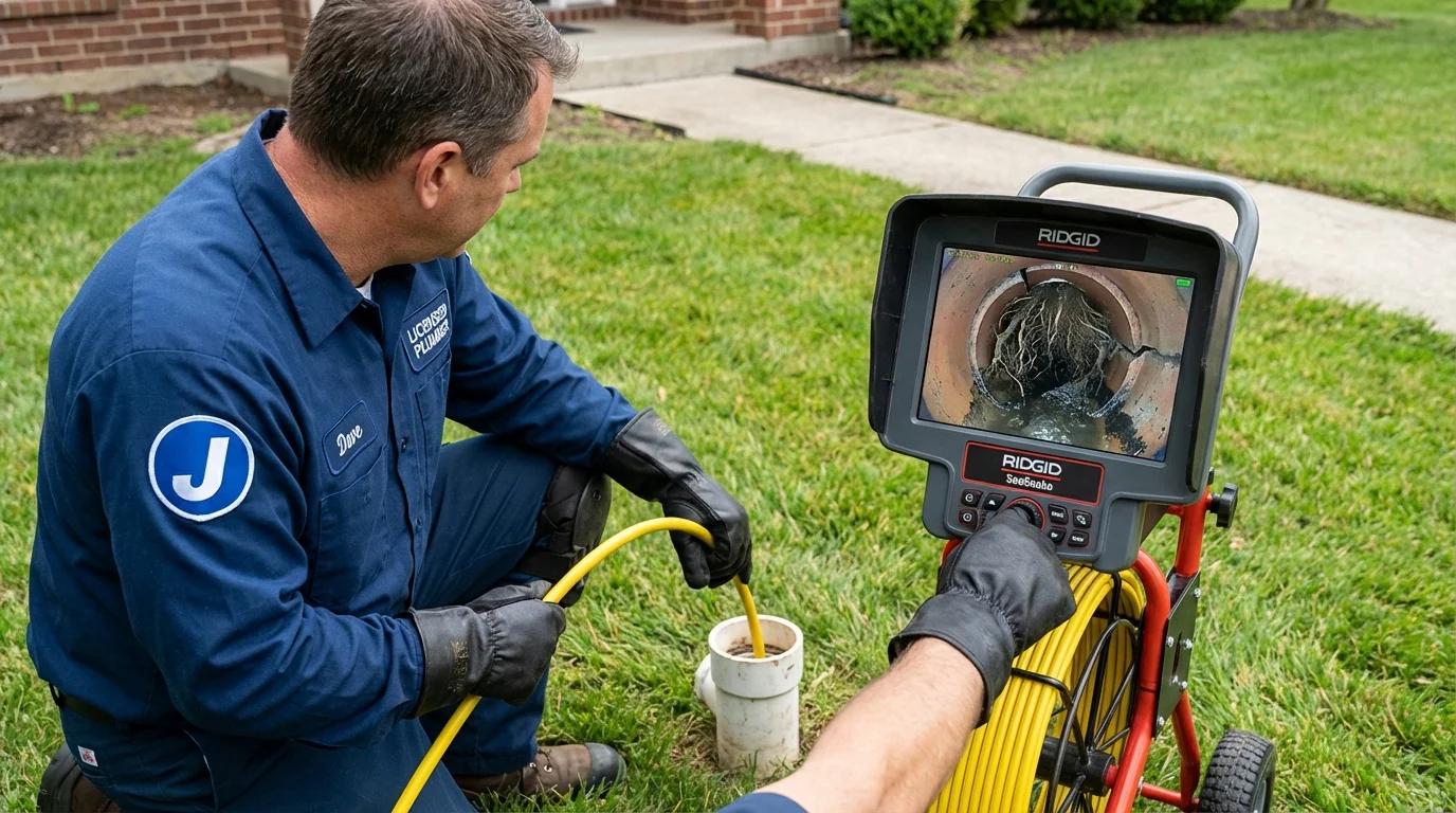 Sewer camera inspection being performed by Johns Plumbing LLC in Tarboro